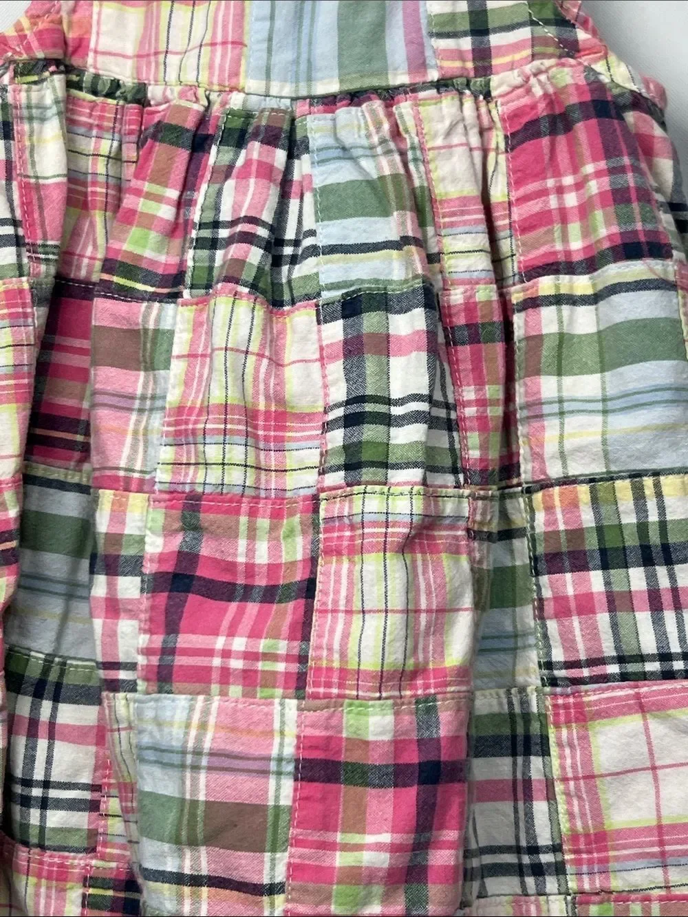 Baby Gap pink and blue plaid patchwork cotton sun dress
